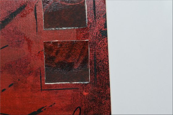 Red Composition - Acrylic Art Painting, Framed, Matted Painting, Abstract Painting,  Large Painting, Wall Art