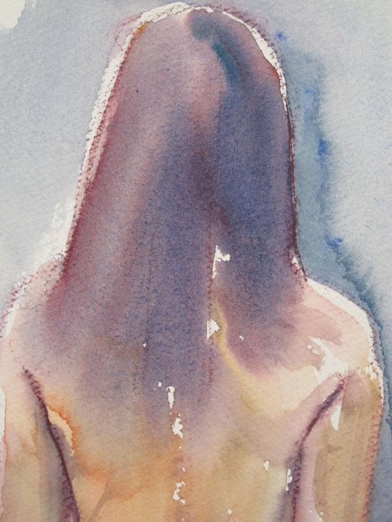 Seated female nude back view