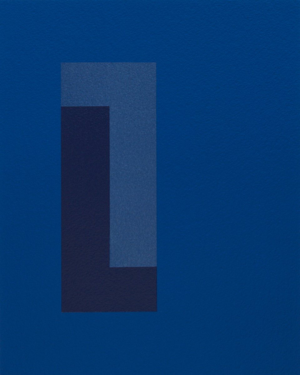 Geometric Abstract Acrylic Painting By Rich Moyers, 9 X 11", Blue Return, Original Artwork