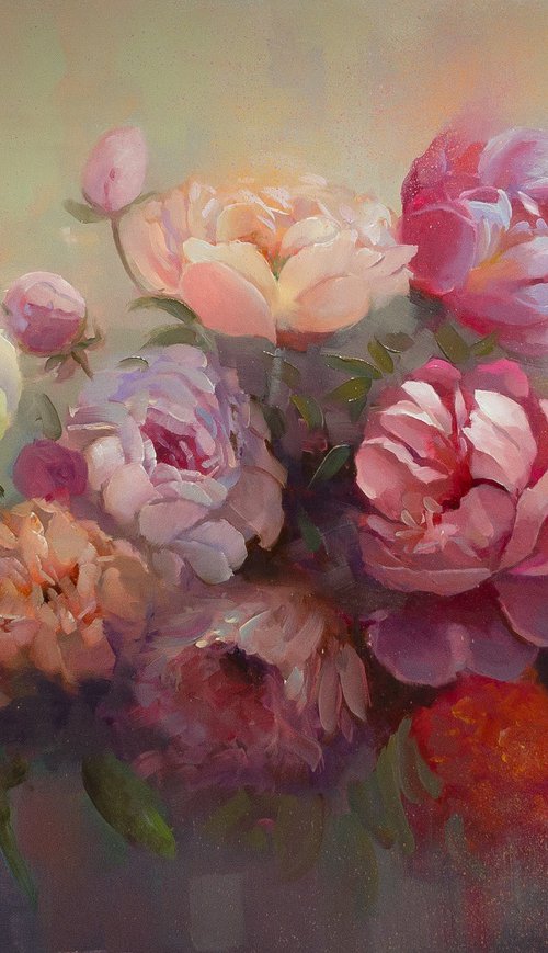 The delicate light of peonies by Aleksandr Jerochin