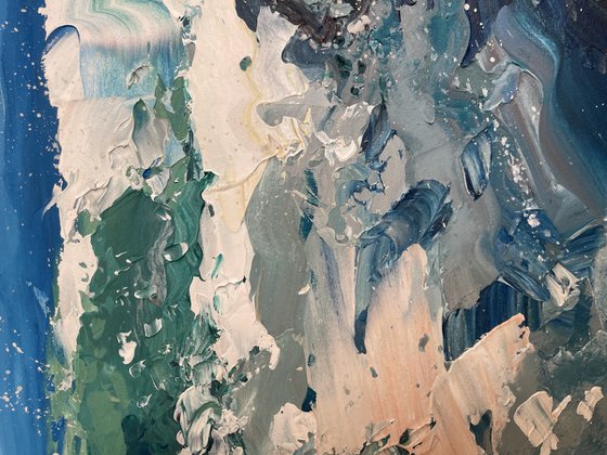 Ocean Waves - Modern Impressionist Sea Rocks