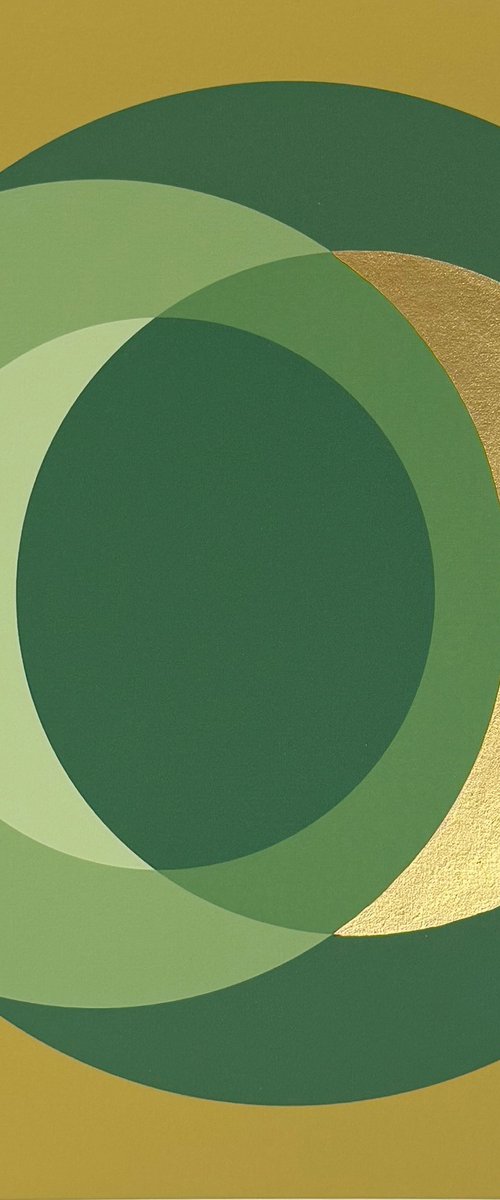 Fine Art Print & Gold painted. Forest Green by Laura Rota