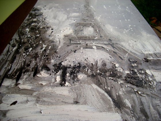 " PARIS IN THE SNOW " original painting heavily textured