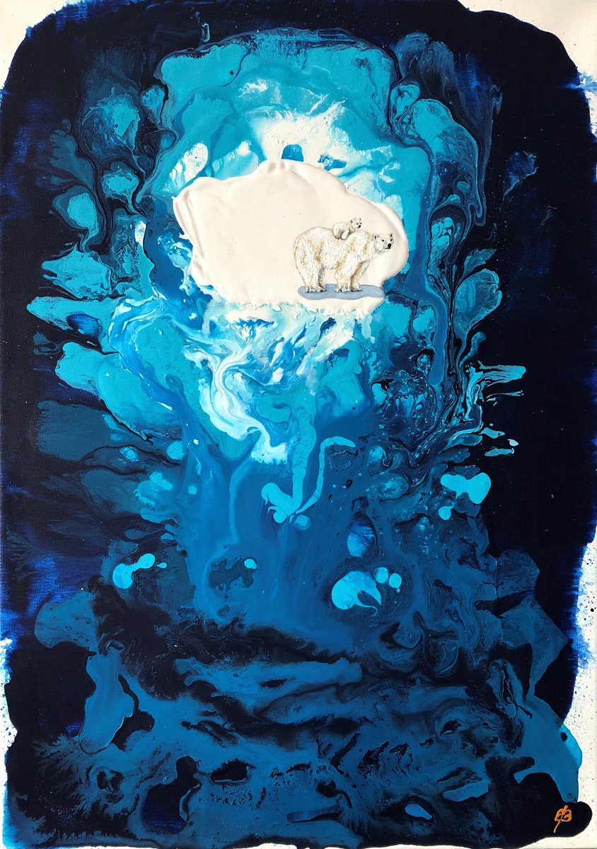 Impressionistic Animal Acrylic Painting By Lena Smirnova, 15 X 20", Ice #5, Original Artwork