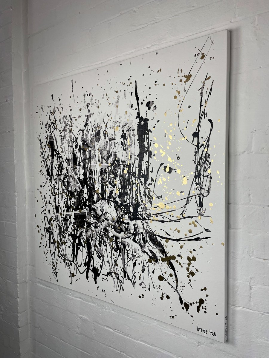 Golden Gin Alley - 101cm squ - mixed media on canvas by George Hall