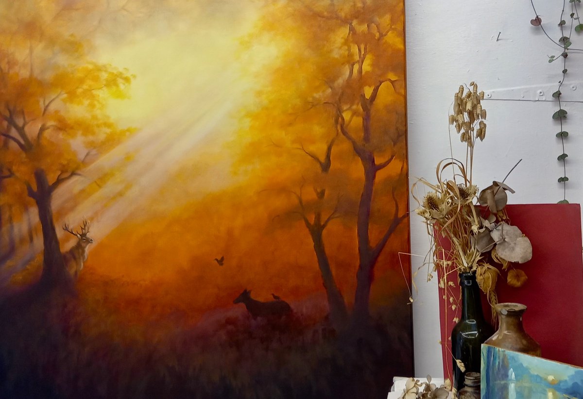 Impressionistic Landscape Oil Painting By Lee Campbell, 31 X 31", Lumiere Doree, Original Artwork