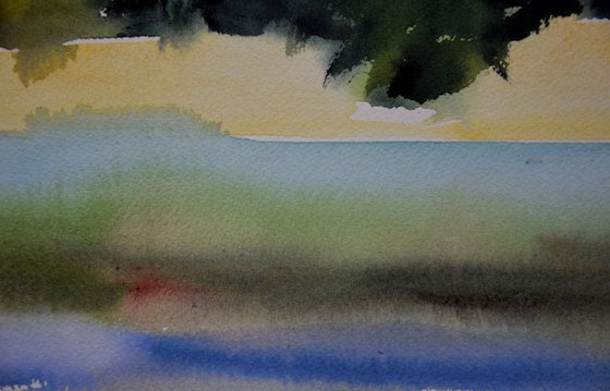 Lake Original Watercolour Painting, Landscape Wall Art, Living Room Art