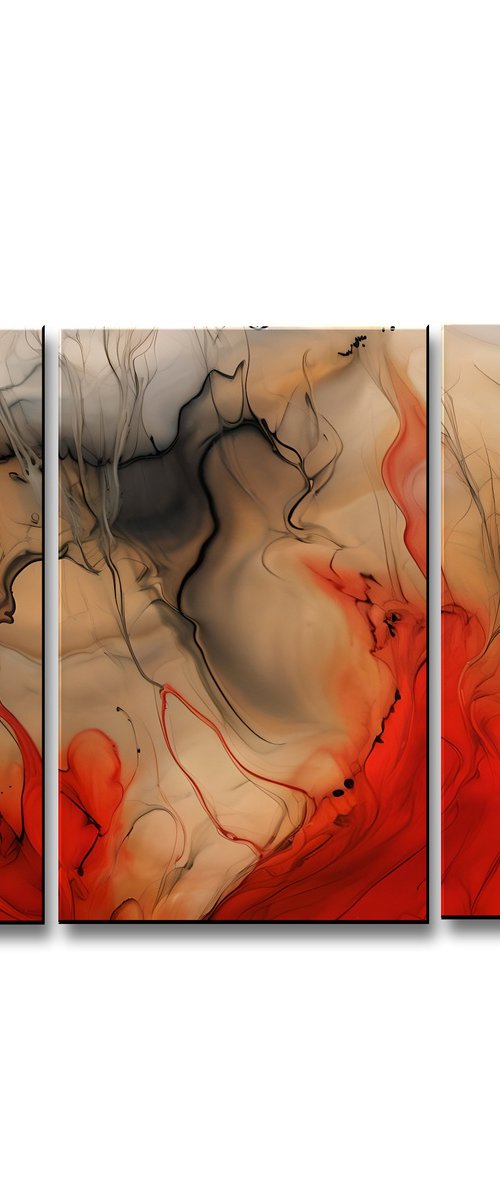 ABLAZE - Abstract Triptych by ELOISE HOLBROOK