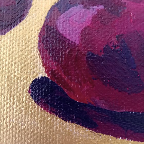 Dinky Cherries on Metallic Gold