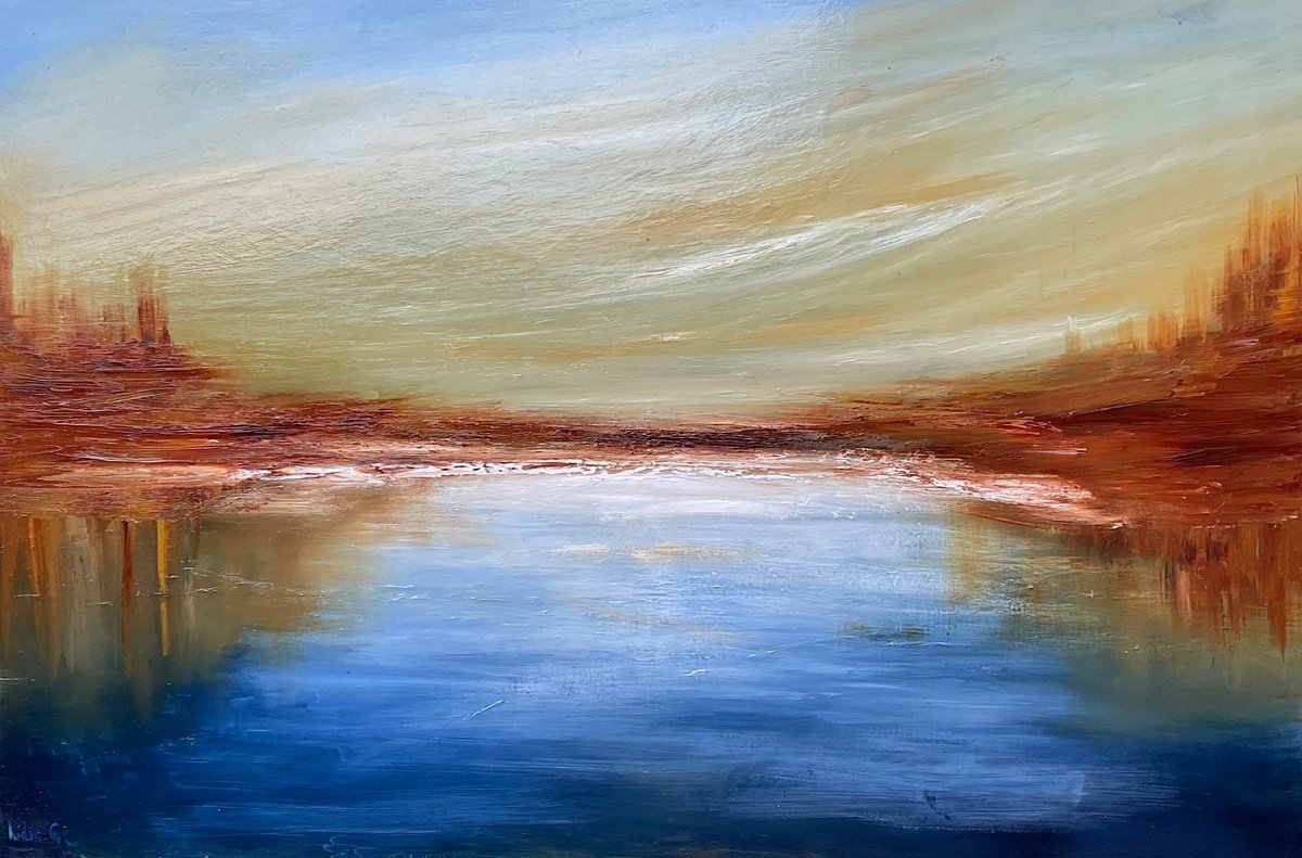 Abstract Landscape Acrylic Painting By Lidia Gaudiano, 60 X 40", Gentle Silence, Original Artwork