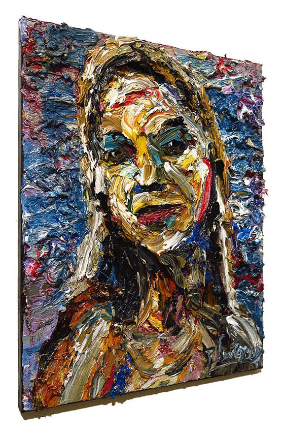 Original Oil Painting Portrait Expressionism Abstract Outsider Wall Art Large