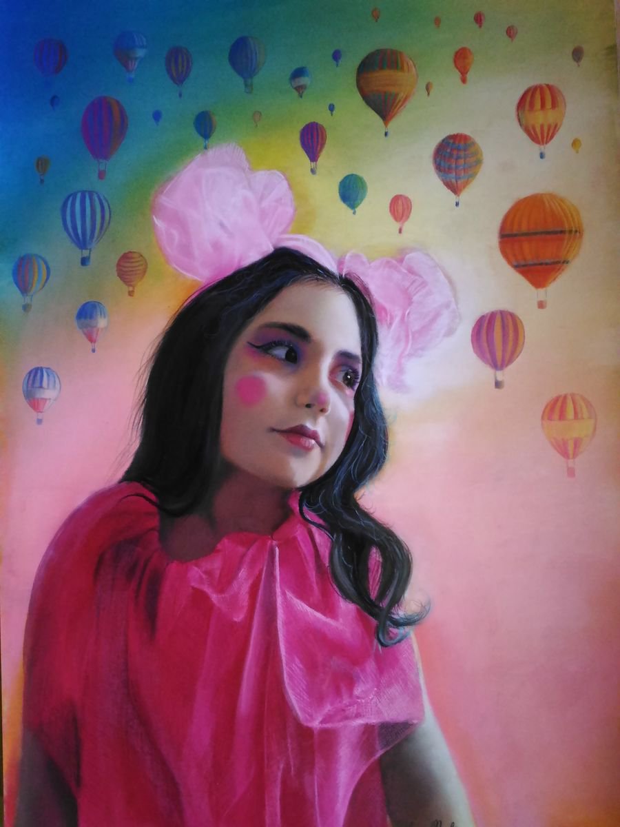 Photorealistic Portrait Pastel Drawing By Laura Muolo, 20 X 28", Beyond The Dreams, Original Artwork