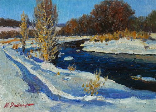 The Sunny Winter Day At The Elchik - landscape painting by Nikolay Dmitriev