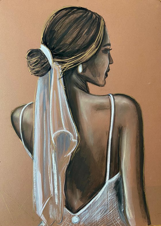 “Bride” pastel drawing