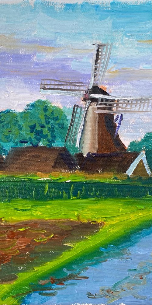 Windmill in Wachtum. Plein Air by Dmitry Fedorov