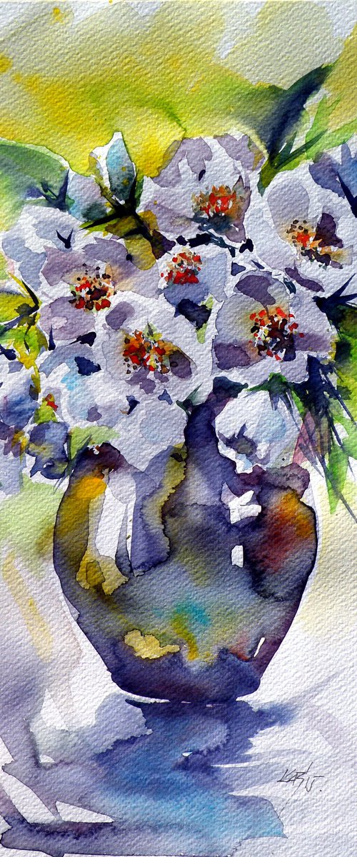 Still life with white flowers III by Kovács Anna Brigitta