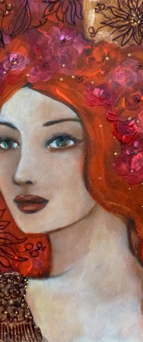 Flamboyante Edwina acrylic on canvas 30x30cm by Loetitia Pillault