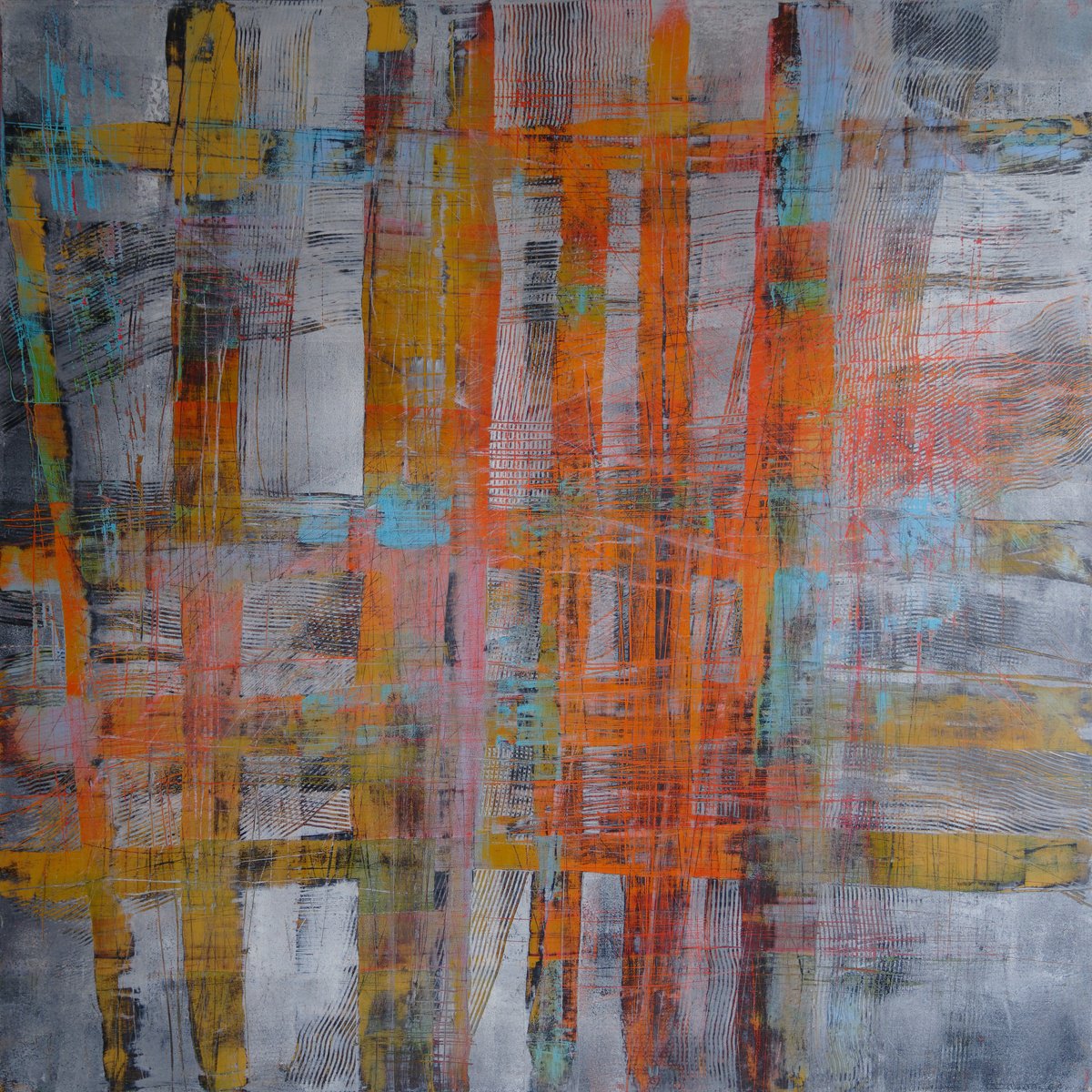 Abstract Oil Painting By Martin Sieverding, 47 X 47", Untitled, Original Artwork