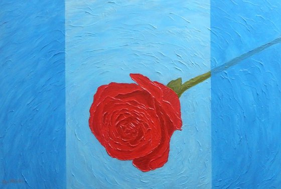 Forever Lovely - spring shower red rose painting; gift ideas; home, office decor