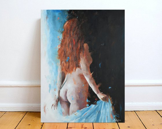 Female figurative portrait - Impressionist oil on canvas -