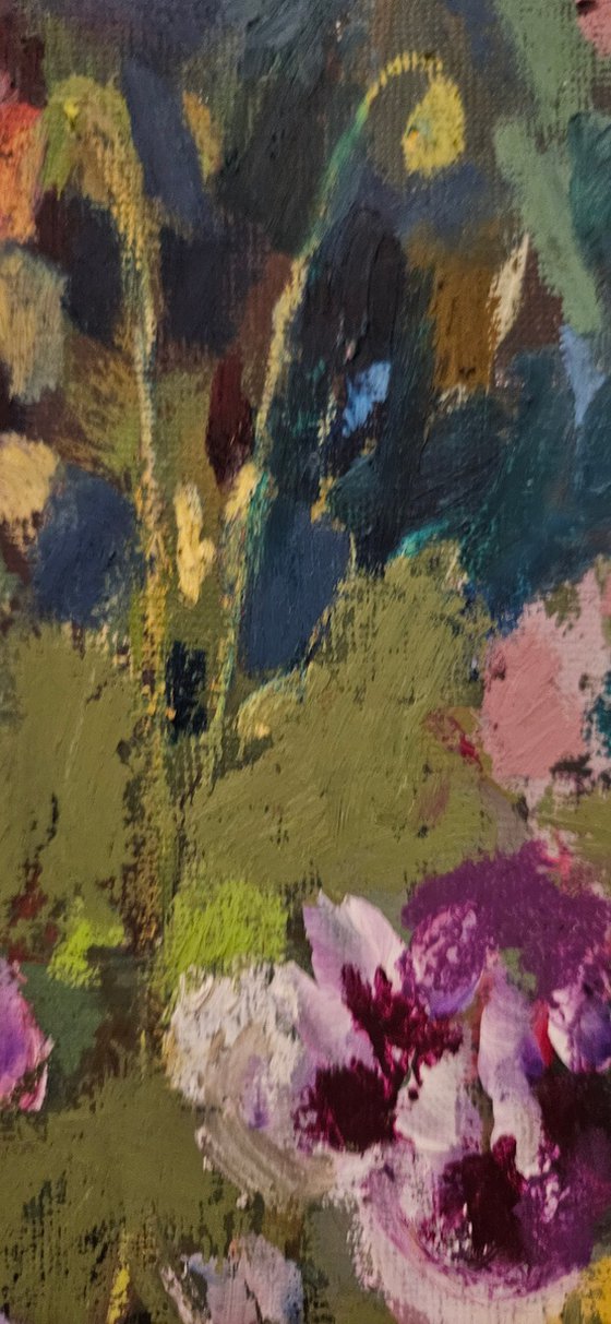 Hidden Poppy, semi-abstract floral painting