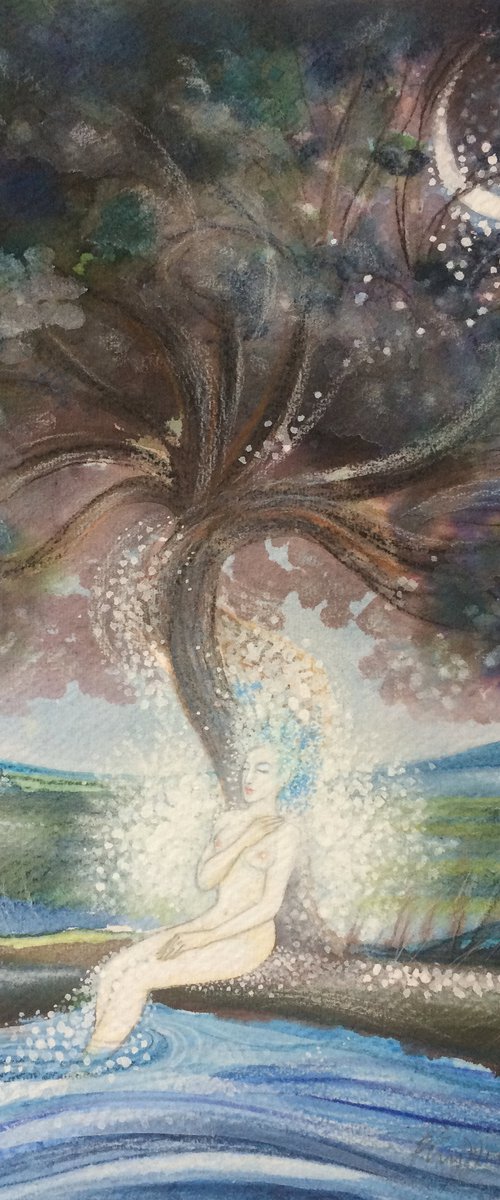 Tree and Woman by Moonlight by Phyllis Mahon