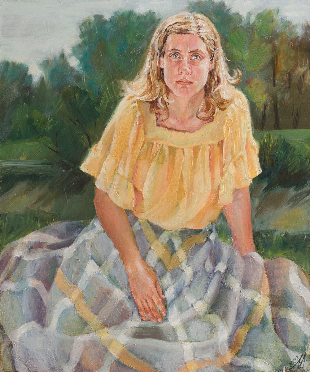 Impressionistic Portrait Oil Painting By Alona Lesnichenko, 20 X 24, Sunny Irynka, Original Artwork