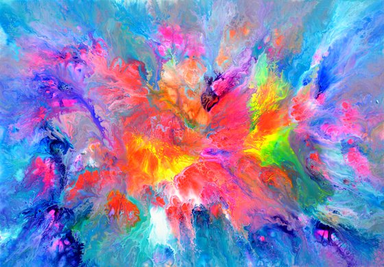 Cosmic Love - 100x70 cm - XL Large Abstract Painting