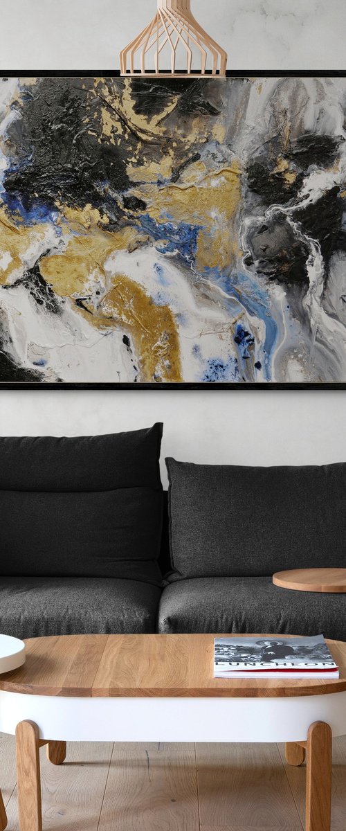 Golden Potion 190cm x 100cm Textured Abstract Art by Franko