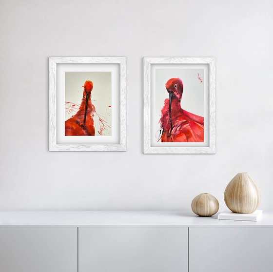 Birds: Two Scarlet Ibises