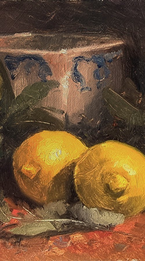Lemons and a Porcelain Vase by Pascal Giroud