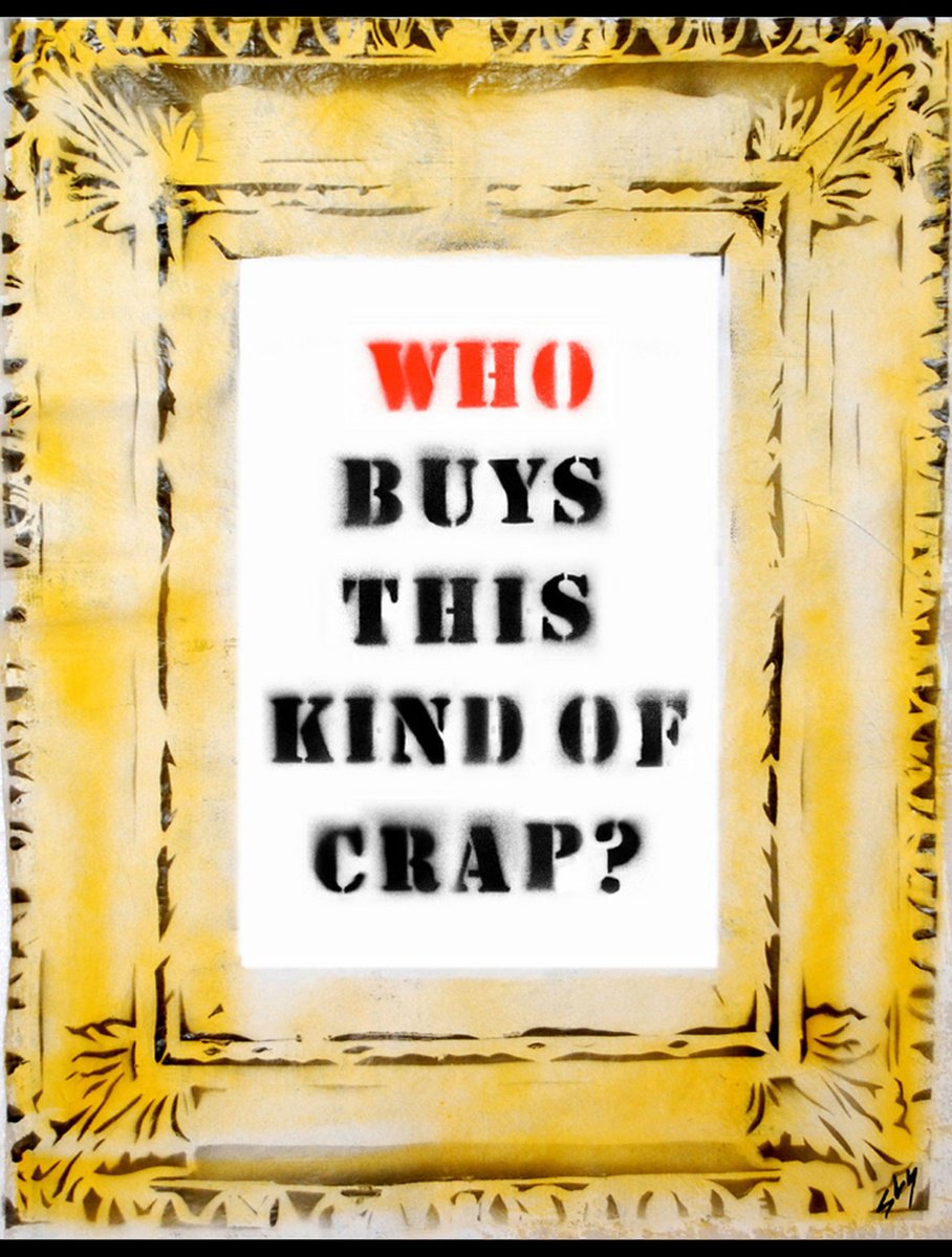 Typographic Still Life Painting By Juan Sly, 22 X 29", Crap (On The Daily Telegraph), Original Artwork