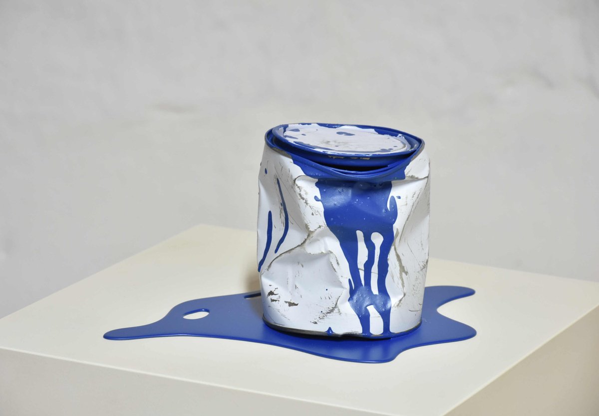 Urban And Pop Sculpture , Le Vieux Pot De Peinture Bleu By Yannick Bouillault, 11 X 6, Artwork For Sale On Artfinder
