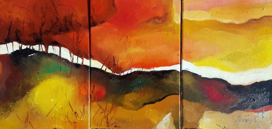 Autumn love, abstract landscape, 3 picture together