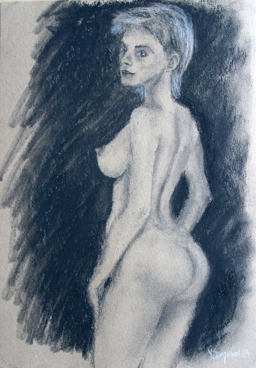 Female Figure 36 Charcoal Sketch by Juri Semjonov