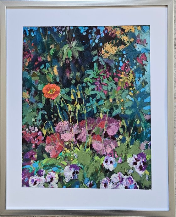 Hidden Poppy, semi-abstract floral painting