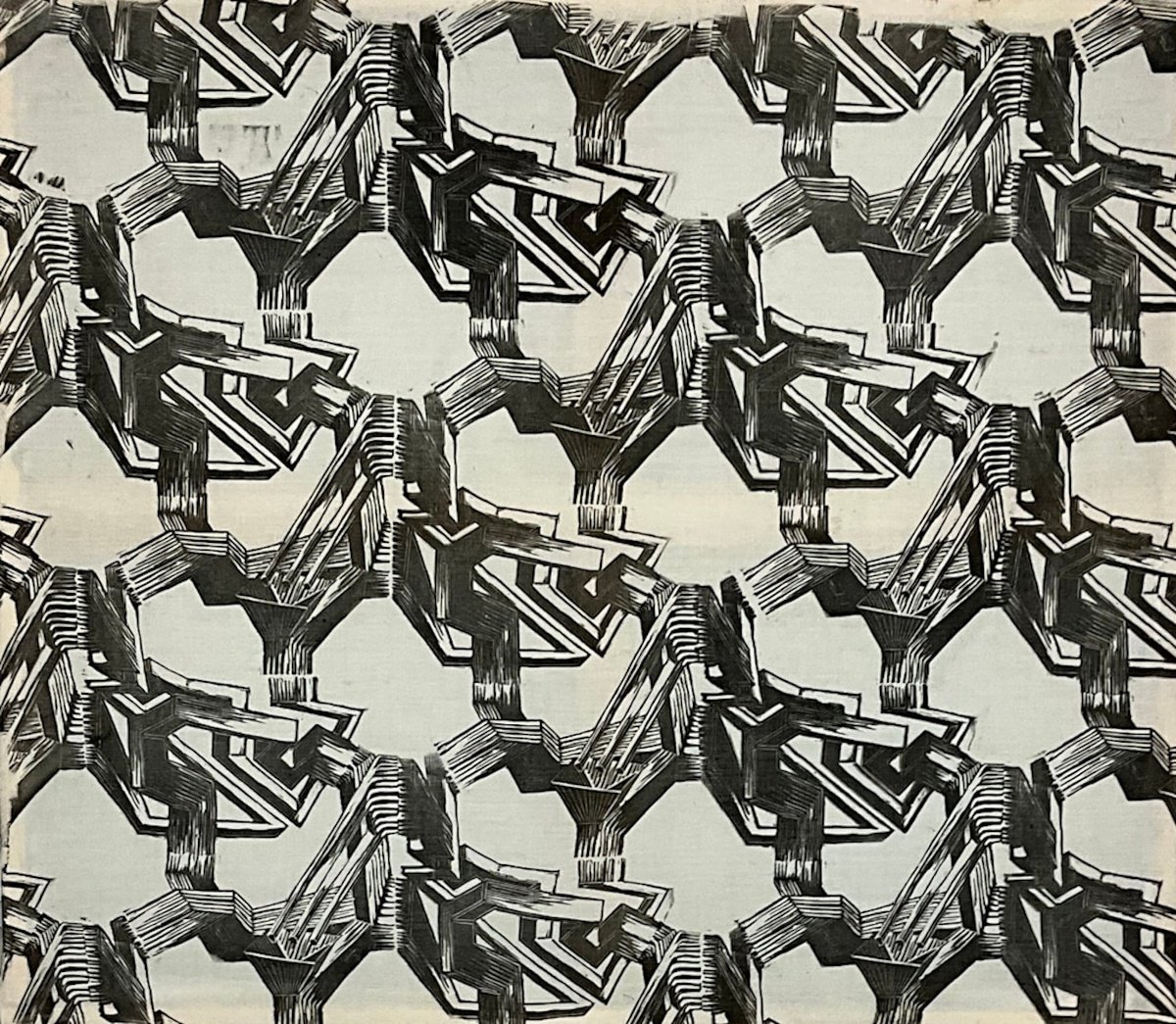 Geometric Linocut , Ducts And Illusions #3 By Michael E. Voss, 30 X 26, Artwork For Sale On Artfinder