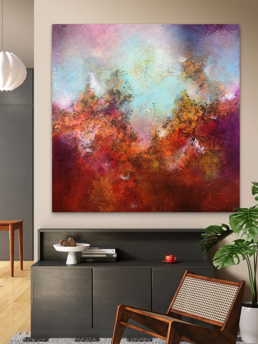 Abstract Acrylic Painting By Andrada Anghel, 40 X 40, Summer Heat, Original Artwork