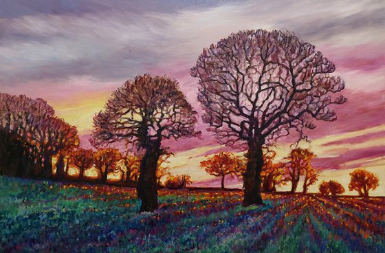 Flaming Twilight -Sunset Trees