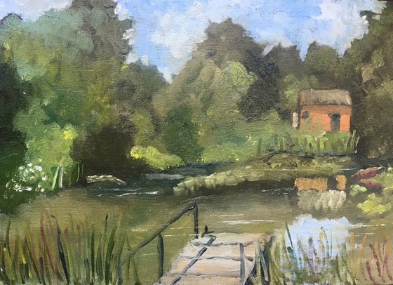 Tranquil lake on the farm