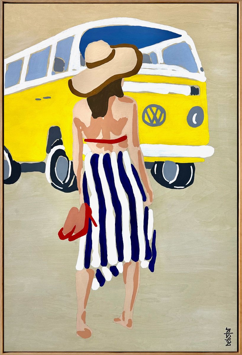 Urban And Pop Acrylic Painting , Snapshots Of Summer Kombi 64Cm X 94.5Cm By Deborah Lang, 25 X 37, Artwork For Sale On Artfinder