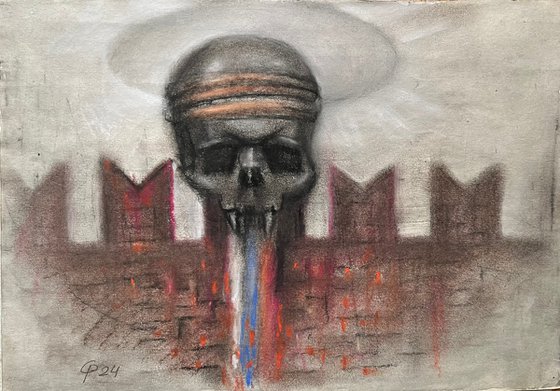 The country of Draculas, original pastel artwork handmade