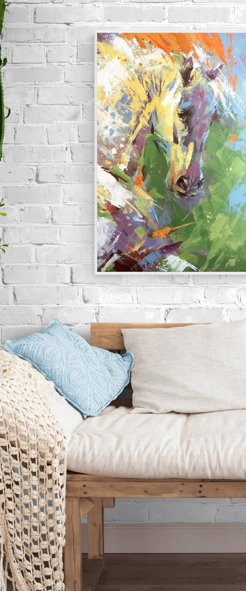 WHITE | white horse painting by Anna Cher
