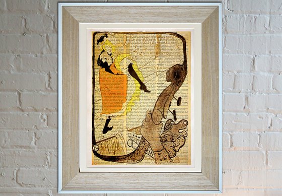Jane Avril - Collage Art Print on Large Real English Dictionary Vintage Book Page