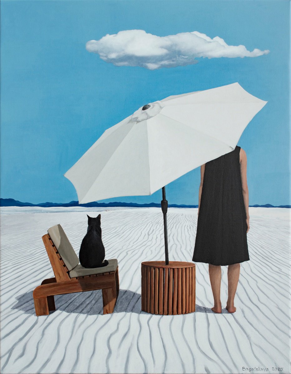 Photorealistic Portrait Acrylic Painting By Nataliya Bagatskaya, 28 X 35", Cloud-Gazing Club, Original Artwork