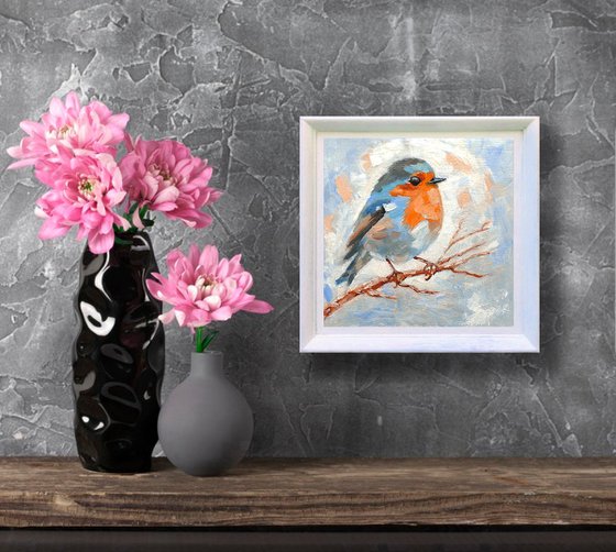 Robin Bird Painting Miniature Artwork