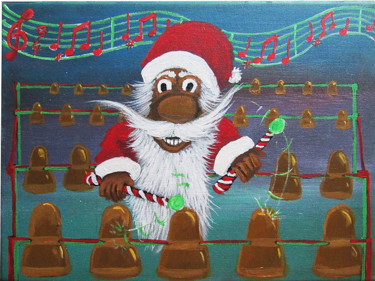 Illustrative Portrait Acrylic Painting By William F. Adams, 12 X 9", The Carol Of Bells, Original Artwork