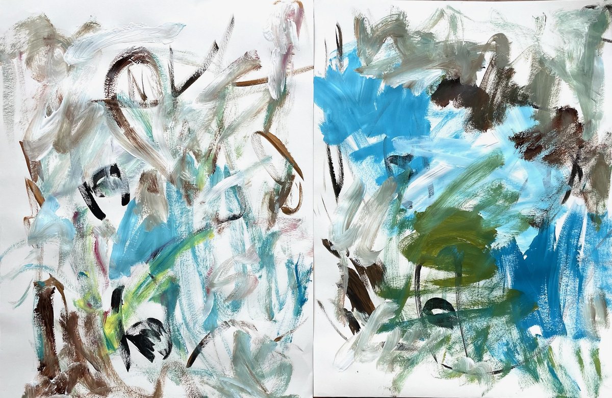 Expressive Abstract Acrylic Painting By Christel Haag, 33 X 21, Should I Stay 2, Original Artwork