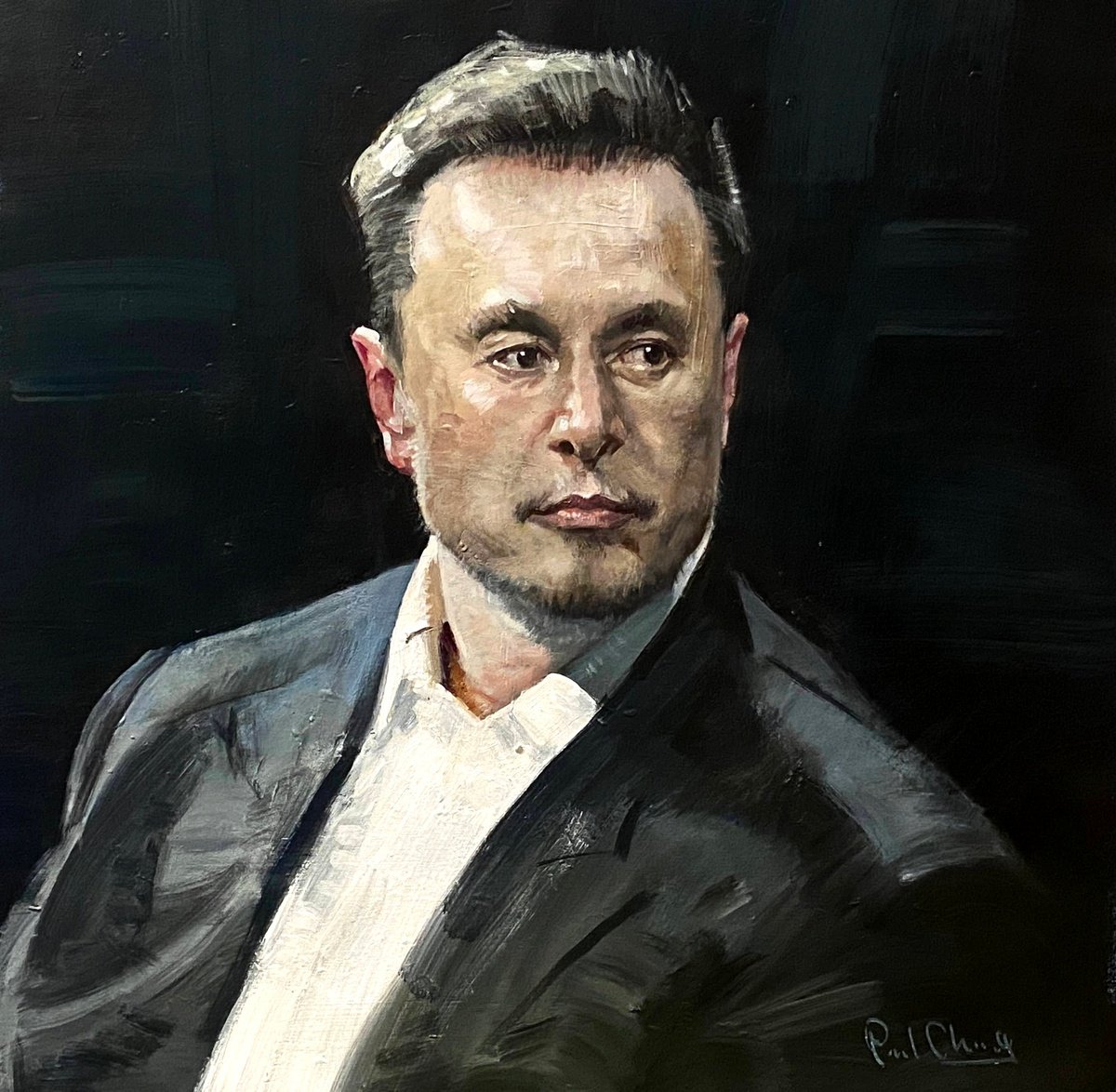  Elon Musk By Paul Cheng, 28 X 28, Artwork For Sale On Artfinder