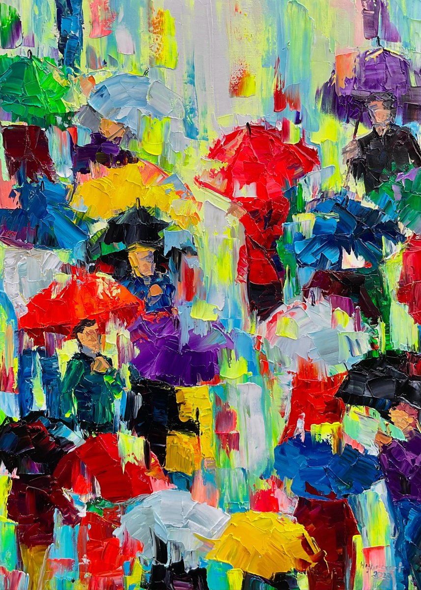 Bright Umbrellas By Mariia Hyhar, 20 X 28, Artwork For Sale On Artfinder